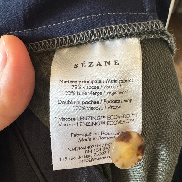 Sezane Women's NWT Cesar Olive Wide Leg trousers - Picture 7 of 8